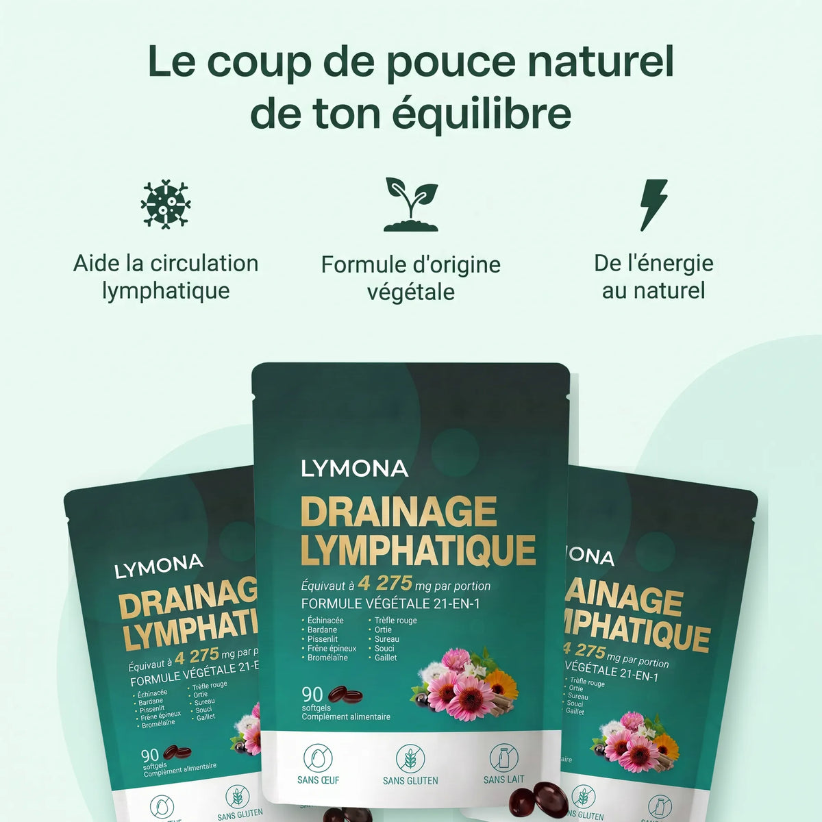 Le coup de pouce naturel de ton équilibre, trois sachets Lymona